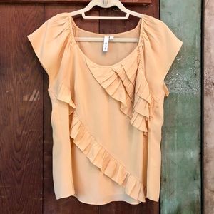 Golden yellow silk ruffle blouse
